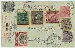 BK1906 - BELGIUM - POSTAL HISTORY - OVERPRINTED Olympic Games Stamps On STATIONERY To BRAZIL 1921 - Summer 1920: Antwerp