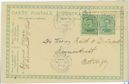 BK1907 - BELGIUM - POSTAL HISTORY - GENT Olympic Games 1920  POSTMARK On MISSCUT Stationery Card - Sommer 1920: Antwerpen