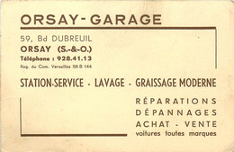 Cartes De Visite - Essonne - Orsay Garage - Station Service - Lavage -Graissage Moderne - Réparations - Dépannages -état - Cartoncini Da Visita