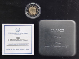 CYPRUS 2015 2 EURO EUROPEAN FLAG COMMEMORATIVE COIN IN OFFICAL BOX & CERTIFICATE - Zypern