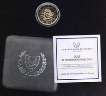 CYPRUS 2012 2 EURO 10 YEARS OF EUROZONE COMMEMORATIVE COIN IN OFFICAL BOX & CERTIFICATE - Cyprus