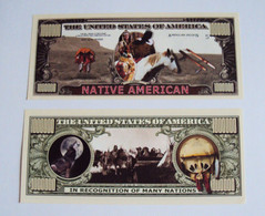 USA 1 Million Dollar Novelty Banknote 'Native American' - USA History Series - NEW - UNCIRCULATED & CRISP - Altri – America