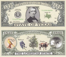 USA 1845 Dollar Novelty Banknote 'State Of Texas' - USA History Series - NEW - UNCIRCULATED & CRISP - Andere - Amerika