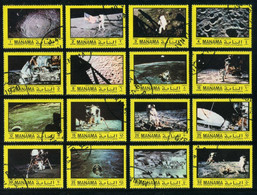 Manama 1970 Mi 306A-321A Space Exploration: Apollo Moon Landing, Astronaut, Outer Space, Space Traveling, Spacecraft - Autres & Non Classés