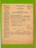 FACTURE : Marine Nationale Ets Des Invalides De La Marine  Quartier De Gravelines - 1900 – 1949