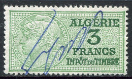 ALGERIE TIMBRE FISCAL OBLITERE  " ALGERIE  3 FRANCS IMPOT DU TIMBRE " - Used Stamps