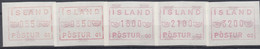 ++G2509. Iceland 1983-87. ATM (5 Items). MNH(**) - Franking Labels
