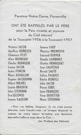 GC . FLORENVILLE ..-- Décès Entre La TOUSSAINT 1956 Et La TOUSSAINT 1957 . - Florenville