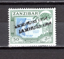 ZANZIBAR  N° 270  DOUBLE SURCHARGE   NEUF SANS CHARNIERE   COTE ? €    CARTE DES ILES - Zanzibar (1963-1968)