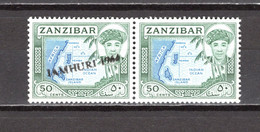 ZANZIBAR    N° 270 TENANT A 249 SURCHARGE TENANT A NON SURCHARGE     NEUFS SANS CHARNIERE   COTE  ? €  CARTE DES ILES - Zanzibar (1963-1968)