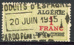 ALGERIE TIMBRE FISCAL OBLITERE  " ALGERIE  1 FRANC IMPOT DU TIMBRE " - Used Stamps