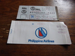 Billet Philippines Airlines 1976 + Boarding Pass Manila - Mundo