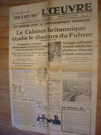 L' OEUVRE Du 8 OCTOBRE 1939 - INFORMATIONS DE GUERRE - DISCOURS FUHRER - NEUTRALITE BELGIQUE - LOYERS EN TEMPS DE GUERRE - General Issues