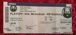 KHL MEDVEŠČAK- EC RED BULL SALZBURG, EBEL LEAGUE, PLAYOFF 2013. MATCH TICKET - Kleding, Souvenirs & Andere