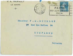 BK1914 - FRANCE - POSTAL HISTORY -  1924  Olympic Games  POSTMARK - LE HAVRE - Estate 1924: Paris