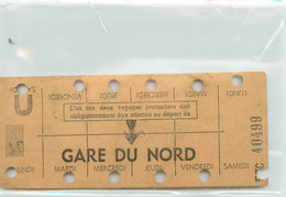 CARNET HEBDOMADAIRE / METRO GARE DU NORD - Europe