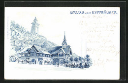 Lithographie Kyffhäuser, Denkmal Und Hotel-Restaurant - Kyffhaeuser