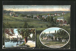 AK Klosterlausnitz / Thüringen, Gasthaus Waldschlösschen, Klosterteich Mit Kirche, Ortansicht Vom Buchberg - Bad Klosterlausnitz