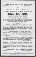 GC . FAUVILLERS ..-- Mme Marie DUTON , Veuve De Mr Lucien TINANT , Née En 1870 , Décédée En 1955 à BERTRIX . - Fauvillers