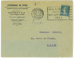 BK1946 - FRANCE - POSTAL HISTORY - 1924 Olympic Games POSTMARK - LYON - Sommer 1924: Paris