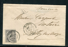 Enveloppe De Bacouel Pour Ailly/ Noye En 1879, Affranchissement Sage 15ct - Réf M 72 - 1877-1920: Periodo Semi Moderno