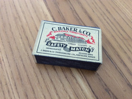 Ancienne Boîte D'allumettes Belgique En Bois "C. BAKER & CO - SAFETY MATCH" - Boites D'allumettes