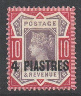 Levant (British) Scott 7 - SG6, 1887 Victoria 4pi On 10d MH* - British Levant