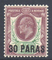 Levant (British) Scott 26 - SG29, 1911 Edward VII 30pa On 1.1/2d MH* - Brits-Levant