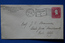 T19  ETATS UNIS BELLE LETTRE USA  1904 PHILADELPHIA POUR PAOLO ALTO + AFFRANCH. PLAISANT - Covers & Documents