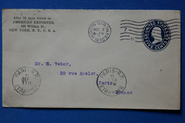 T19 ETATS UNIS BELLE LETTRE USA 1910  NEW YORK POUR PARIS FRANCE+ AFFRANCHISSEMENT INTERESSANT - Covers & Documents