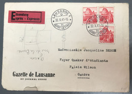 Suisse Divers Sur Enveloppe Par EXPRES De Lausanne 30.10.1941 Pour Genève - (A1278) - Lettres & Documents