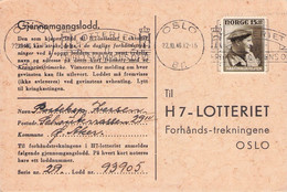 NORWAY - POSTCARD 1946 LOTTERIET OSLO /QF205 - Covers & Documents