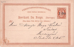NORWAY - BREV-KORT 3 ÖRE On 6 Ö 1888 > HELSINGFORS Mi #P30 /QF209 - Interi Postali