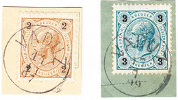 1890 Vorläufer, 2 Und 3 Kreuzer Stempel Vaduz Auf österreichischen Marken. Kat Nr. MI 51 Und 52. Briefstücke - ...-1912 Prefilatelia