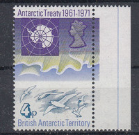 British Antarctic Territory (BAT) 1971 Antarctic Treaty 4P Value (margin) / Snow Petrels ** Mnh (52222A) - Unused Stamps