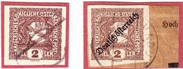 1916/1919 österreichische Zeitungsmarken, Gestempelt Vaduz, Mitläufer, Liechtenstein.2 Heller. Kat Nr. MI 212 U. 247 - Usati