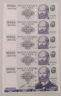 Chile - 5 X 10000 Pesos 1998 = 50.000 Pesos - Consecutive Numbers - XF Conditions! P. 157b - Chile