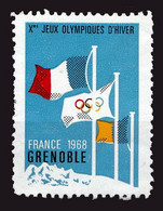 ERINNOPHILIE / ADVERTISING CINDERELLA / VIGNETTE : Xes JEUX OLYMPIQUES D' HIVER - GRENOBLE 1968 - MNH (ah279) - Winter 1968: Grenoble