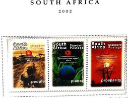 A) 2002, SOUTH AFRICA, WORLD SUMMIT ON SUSTAINABLE DEVELOPMENT, PROSPERITY, PLANET AND POPULATION, JOHANESBURG, STRIP OF - Unused Stamps