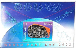 A) 2002, SOUTH AFRICA, WORLD POST DAY, TELECOMMUNICATIONS, MESSAGING POSTAL SERVICE, MULTICOLORED, MINISHEET - Nuovi