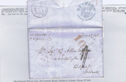 Ireland Transatlantic Belfast 1847 Letter AUGUSTA Ga MAR 23 Via Boston To Belfast, Cunard Hs "1/-" BELFAST MNG AP 18 - Prephilately