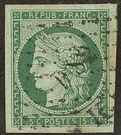 No 2, Vert, Un Voisin, Obl Losange "DS 2", Jolie Pièce. - TB. - R - 1849-1850 Ceres