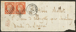 Lettre No 5b, Paire Obl Grille Sur Devant De Lettre De Compiègne 1 Juin 50 Pour Le Duché De Savoie. - TB - 1849-1850 Cérès