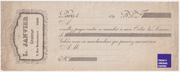 Rare 1890s Lettre De Change - Mandat - Chèque BPF - L. Janvier Graveur 9 Rue Rochechouart Paris Imprimeur Gravure C4-19 - Cambiali