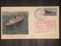 France - 1962 - Enveloppe 1er Jour - Voyage Inaugural Paquebot FRANCE - Oblitérés