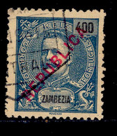 ! ! Zambezia - 1917 King Carlos Local Republica 400 R - Af. 100 - Used - Zambezia