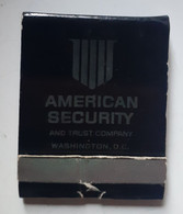 AMERICAN SECURITY,GEORGE WASHINGTON BANK,BLACK COVER,MATCHBOOK/BOOKMATCH,ALLUMETTES - Boites D'allumettes