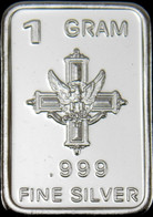 USA 1 Gram .999 Fine Silver Art Bar - Cross & Eagle - NEW - Uncirculated - Other - America