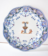 Assiette Monogramme L Avec Couronne De Baron  - Faïence De Gien - Période 1860-1871 - état Parfait - Gien (FRA)