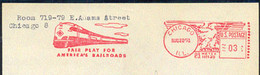 U.S.A. (1951) Train. Red Meter Cancellation On Piece Pitney Bowes No 111139: "Fair Play For America's Railroads - Other